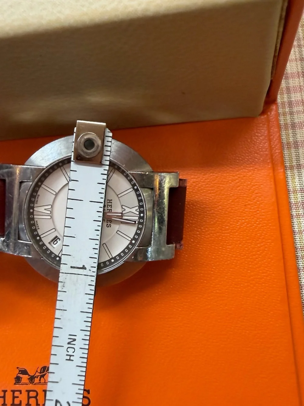 Hermès Silver Dial Women's Watch with Brown Leather Strap